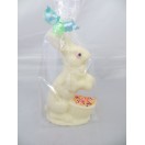 Standing Solid White 6" Bunny with Basket in Front